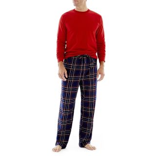 Stafford Flannel Pants and Long Sleeve Tee Set, Red, Mens