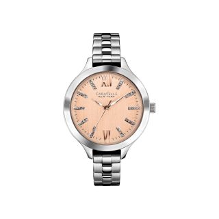 Caravelle New York Womens Roman Numeral Rose Tone Dial Watch