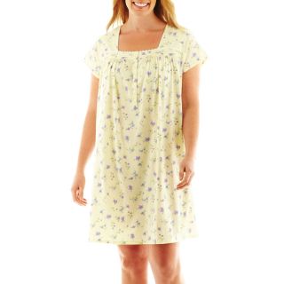 Earth Angels Short Sleeve Nightgown   Plus, Multi Floral, Womens