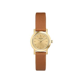 Bulova Womens Gold Tone Leather Strap Watch