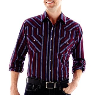 Ely Cattleman Woven Shirt, Burgundy Stripe, Mens