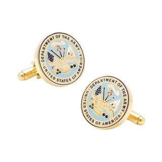 Army Insignia Cuff Links, White/Gold, Mens