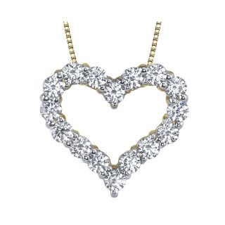 Simulated Diamond, Diamonore Heart Pendant 1 CTW, Yellow/Gold, Womens