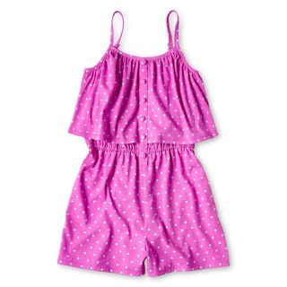 Total Girl Ruffled, Sleeveless Romper   Girls 6 16 and Plus, Electric Orchid Do,