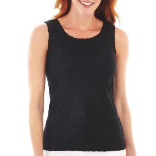 LIZ CLAIBORNE Textured Knit Tank Top, Black, Womens