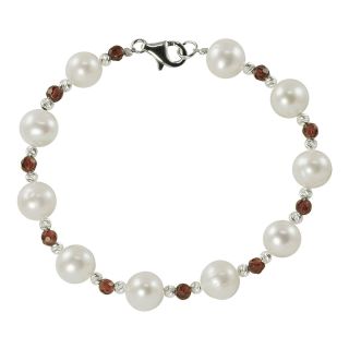 Cultured Freshwater Pearl & Garnet Bracelet, Womens
