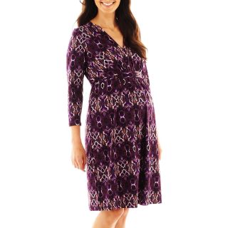 Maternity Belted Print Dress, Fuschia Print
