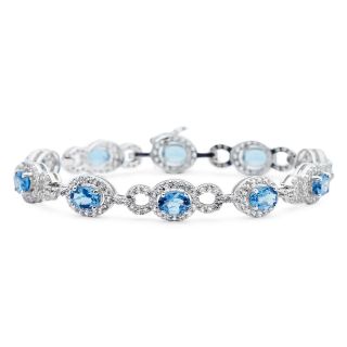 Genuine Sky Blue Topaz & Lab Created White Sapphire Tennis Bracelet, Womens