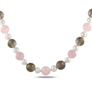 Pearl Necklace, Multi Gemstone Cultured Freshwater, White, Womens