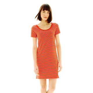 JOE FRESH Joe Fresh Short Sleeve Striped T Shirt Dress, Red