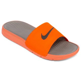 Nike Benassi Solarsoft Mens Slide Sandals, Orange/Gray