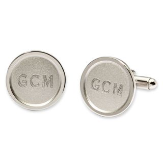 Personalized Round Cuff Links, Silver, Mens