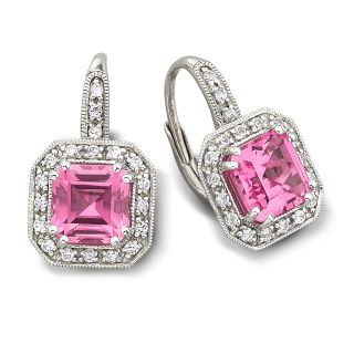 Lab Created Pink & White Sapphire Earrings, Womens