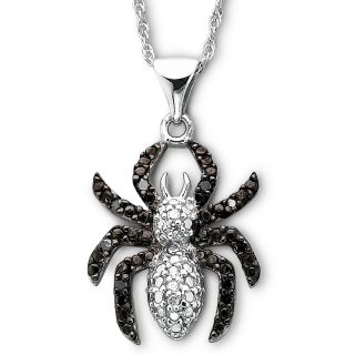 1/10 CT. T.W. Color Enhanced Black Diamond Spider Pendant, White, Womens