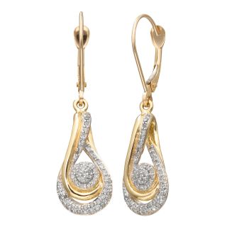 CT. T.W. Diamond 10K Yellow Gold Teardrop Earrings, Womens