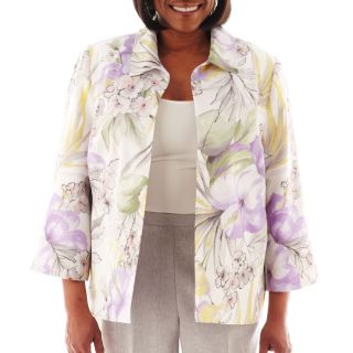 Alfred Dunner Provence Tropical Print Jacket   Plus, Womens