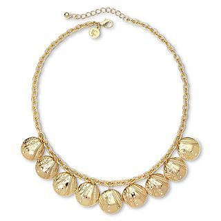 LIZ CLAIBORNE Gold Tone Crystal Frontal Necklace
