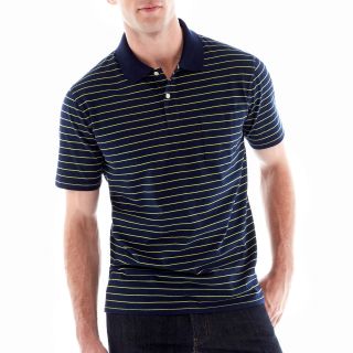 St. Johns Bay Bar Striped Polo Shirt, Sig Navy Thn Stp, Mens