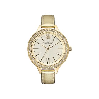 Caravelle New York Womens Gold Tone Dial & Leather Strap Watch