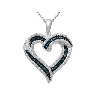 1/2 CT. T.W. Genuine & Irradiated Blue Diamond Heart Pendant, Womens