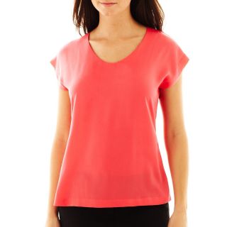 Worthington Short Sleeve Shell Blouse, Rose Garden