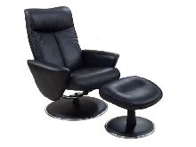 Mac Motion Euro Recliner and Ottoman in Black Bonded Leather (Model
