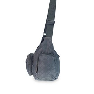 Outdoor Adjustable Belt Plaid Nylon Cross Body Bag   Gray