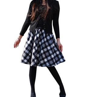 Womens Plaid Wool Casual Middle Woman Skirts