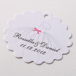 Personalized Scalloped Favor Tag – Wedding Dress (Set of 60)
