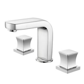 Contemporary Two Handles Chrome Finish Widespread Bathroom Sink Faucet