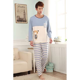 Mens Stitching Stripe Panda Pattern Pajama