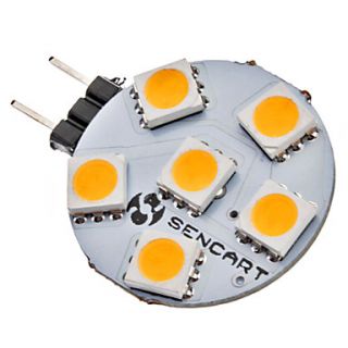 G4 1W 6x5050SMD 70 75LM 3000 3500K Warm White Light LED Spot Bulb (12V)
