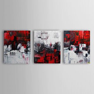 Hand Painted Oil Painting Abstract with Stretched Frame Set of 3 1309 AB0871