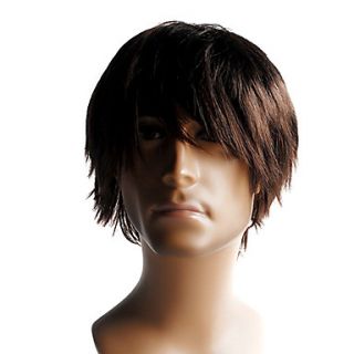Capless High Quality Synthetic Short Straight Mens Wig