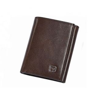 Mens Business Style Top Genuine Leather Checkbook Handbag Wallet