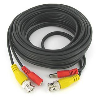 30ft(10M) Black CCTV Camera Siamese Coax Cable with Power Wire