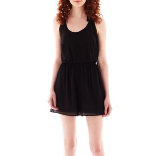 Heart N Soul Heart & Soul Pleated Racerback Romper, Black