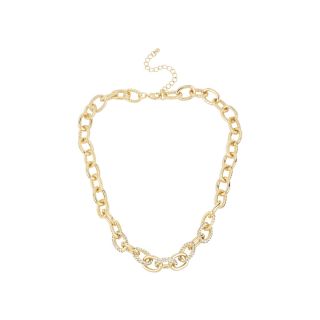 Worthington Gold Tone Crystal Pavé Link Necklace, Yellow