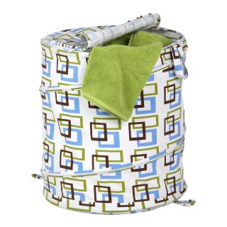 HONEY CAN DO Honey Can Do Large Patterned Pop Open Hamper, Green/Blue/Brown