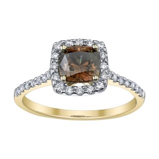 Diamonore Cocoa Simulated Diamond Ring, Yg (Yellow Gold), Womens