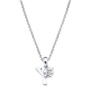 Little Diva Sterling Silver Diamond Accent Initial Y Pendant Necklace   Silver