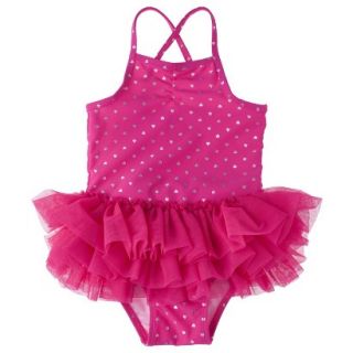 Circo Infant Toddler Girls Heart Tutu 1 Piece Swimsuit   Pink 12 M
