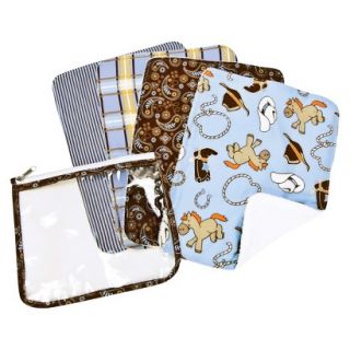 5 Pc. Burp Cloth and Pouch Set   Cowboy by Lab