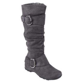 Womens Bamboo By Journee Slouchy Buckle Boots   Grey 8W
