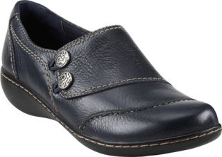 Womens Clarks Ashland Alpine   Navy Tumbled Leather Slip on Shoes