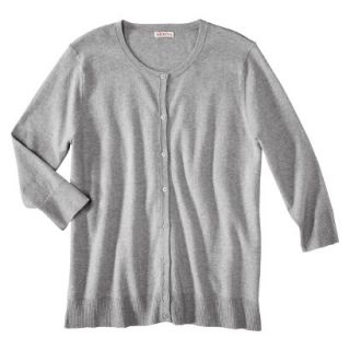 Merona Womens Plus Size 3/4 Sleeve Crew Neck Cardigan Sweater   Gray 3