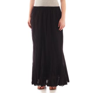 St. Johns Bay St. John s Bay Crinkle Long Peasant Skirt   Plus, Black