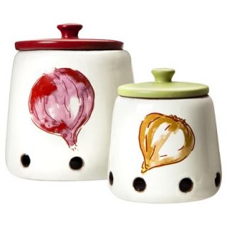 Threshold Ceramic Shallot and Garlic Storage Jar Set of 2