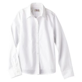 Cherokee Girls School Uniform Long Sleeve Button Up Blouse   True White XS