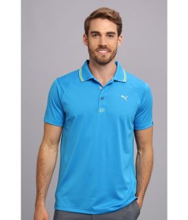 PUMA Golf Cat Jacquard Polo Mens Short Sleeve Pullover (Blue)